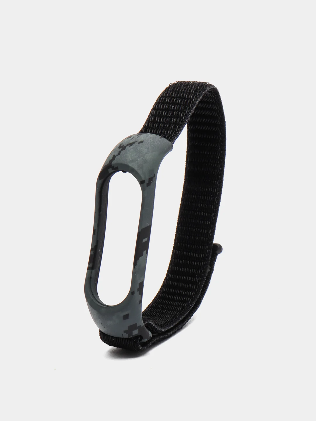 Черный ремешок нейлоновый для Xiaomi mi band 3, 4, 5, 6 на липучке