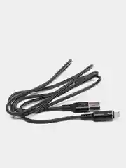 Черный кабель зарядный Micro USB / Lightning / Type-C, 1,2 м, для Android и iPhone