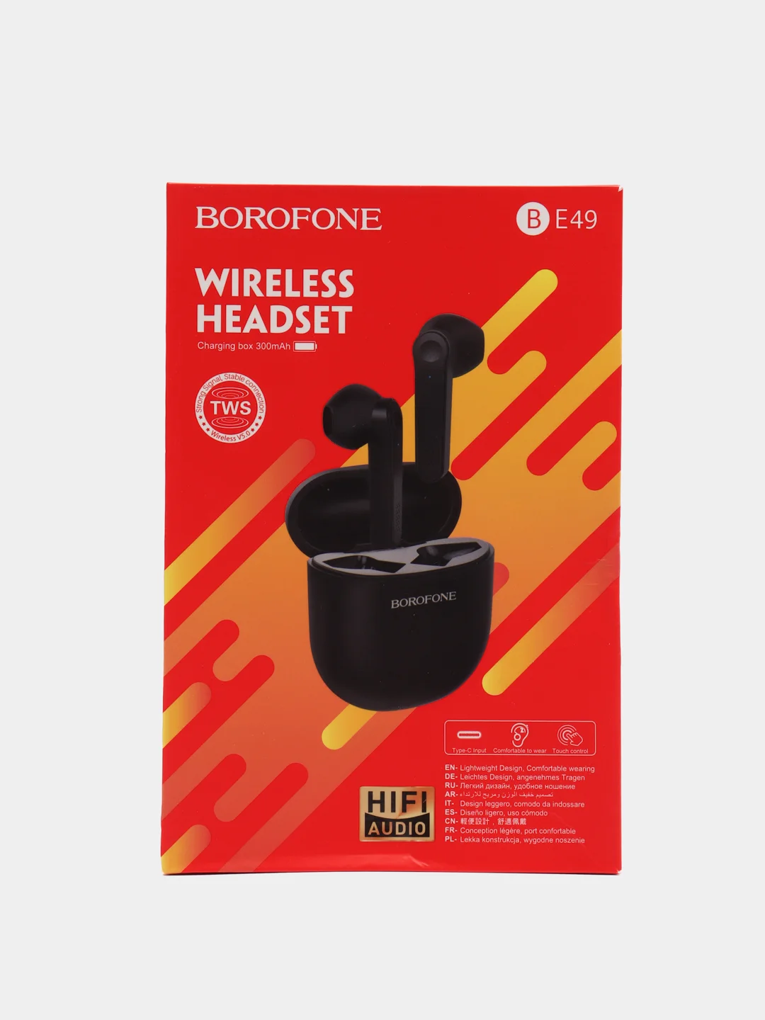 Черный bluetooth-наушники Borofone BE49, с микрофоном TWS