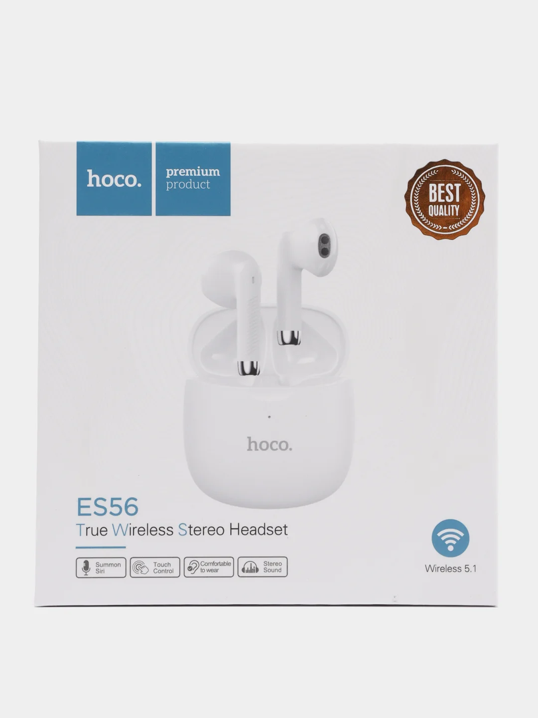 Белый беспроводные вакуумные bluetooth-наушники с микрофоном Hocco ES56