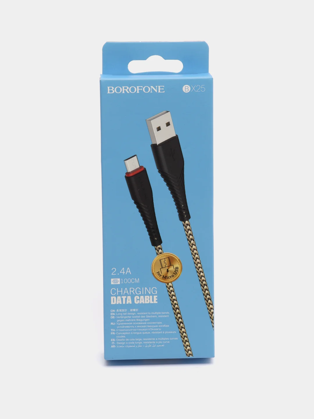 Черный кабель BOROFONE BX25 POWERFUL для быстрой зарядки, 2.4 А, 1 м