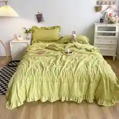 Горчичный комплект постельного белья, евро, хлопок