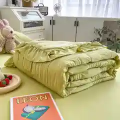 Горчичный комплект постельного белья, евро, хлопок