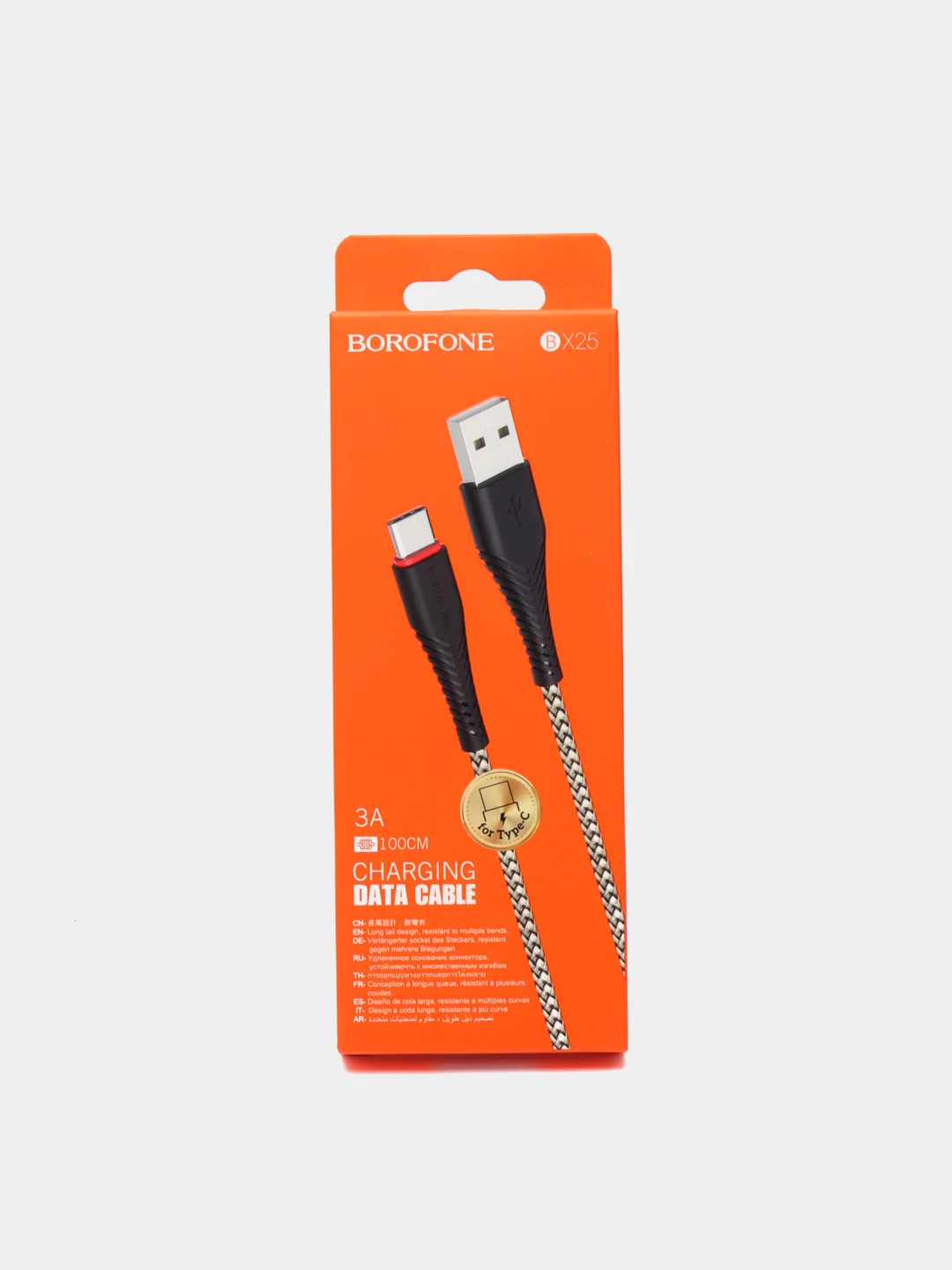 Черный usb-кабель для телефона BOROFONE BX25,100 Type-C быстрая зарядка 3A Samsung poco тайп си