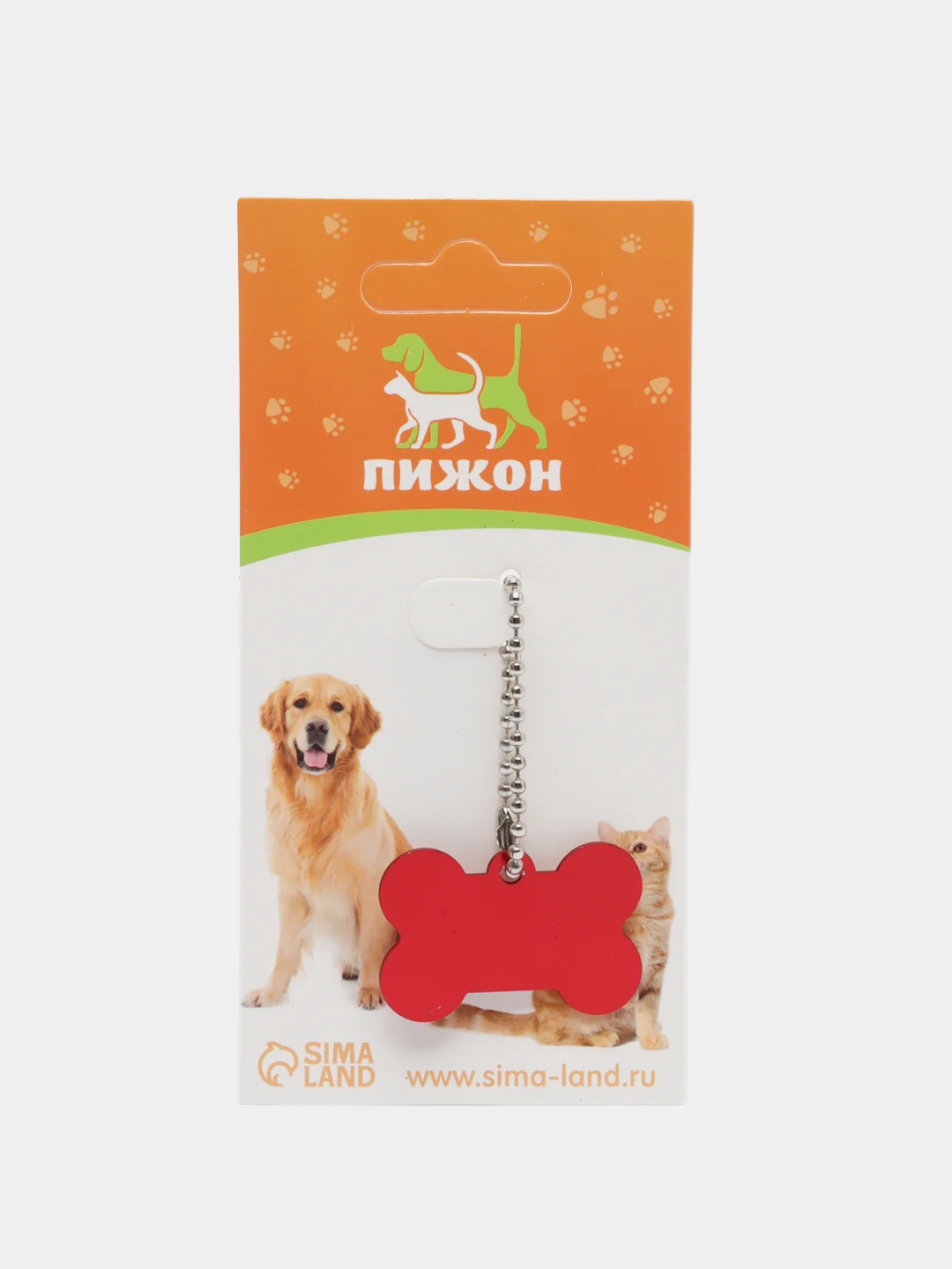 Красный адресник для животных под гравировку "Косточка", 3,8 х 2,5 см, два цвета