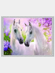 Алмазная мозаика на подрамнике, 40*50 см, "Лошади"