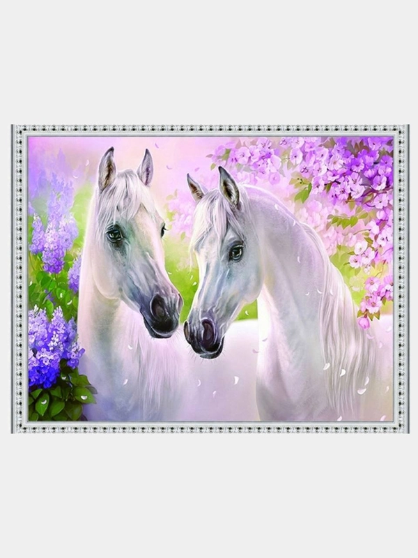 Алмазная мозаика на подрамнике, 40*50 см, "Лошади"