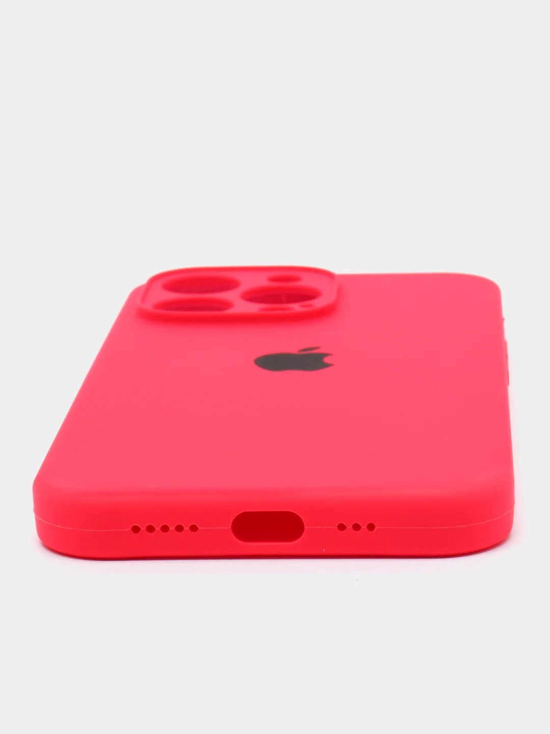 Вишнёвый чехол Silicone Case для iPhone 13 Pro, с защитой камеры, закрытый низ