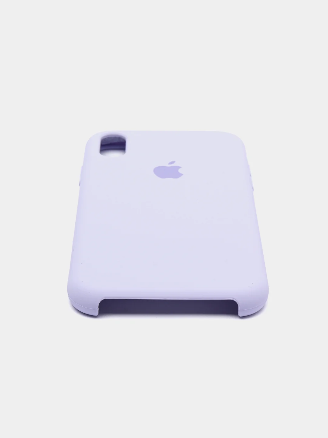 Серебряный защитный силиконовый чехол для iPhone XR с яблоком