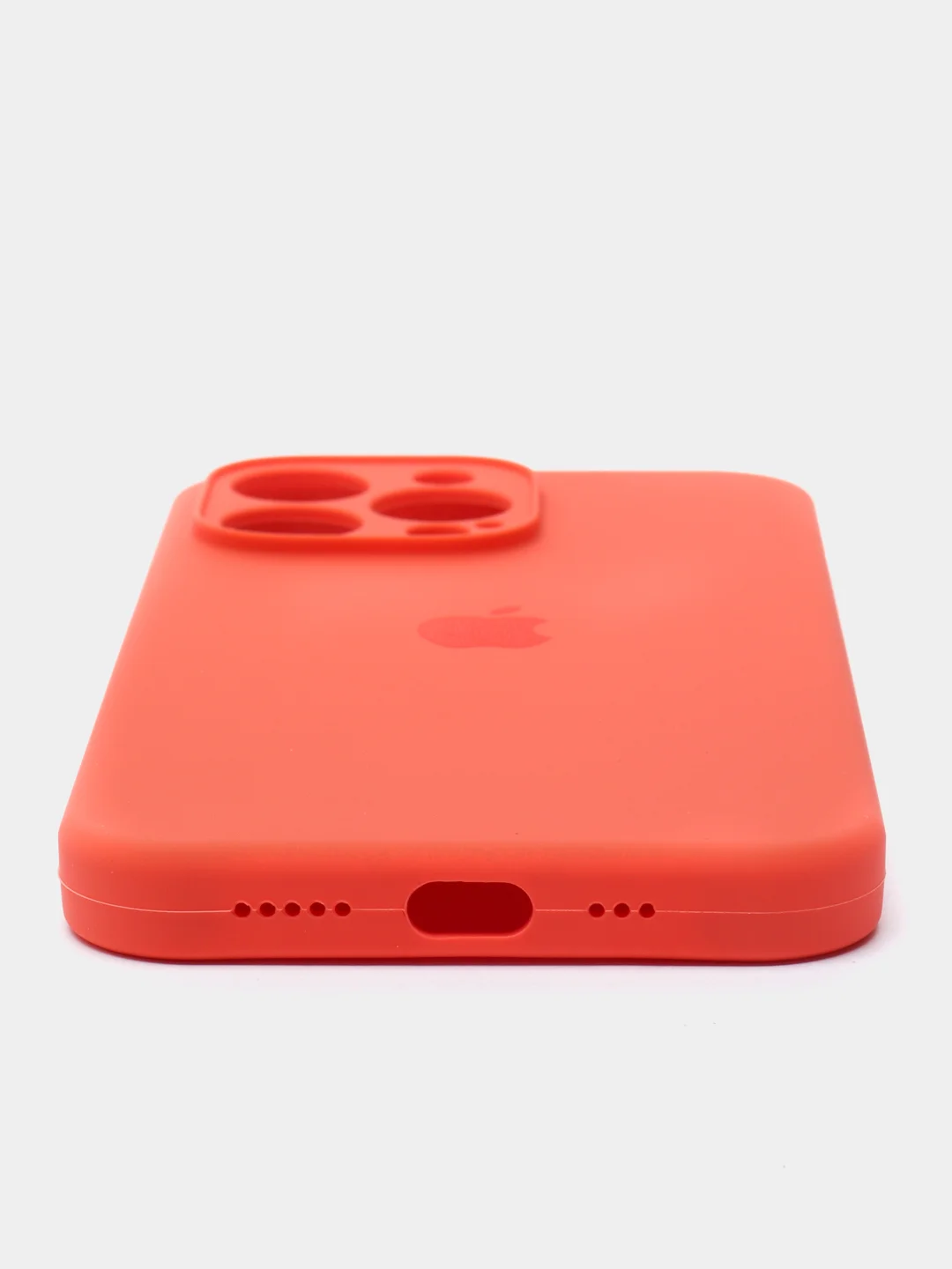Рыжий чехол Silicone Case для iPhone 13 Pro, с защитой камеры, закрытый низ