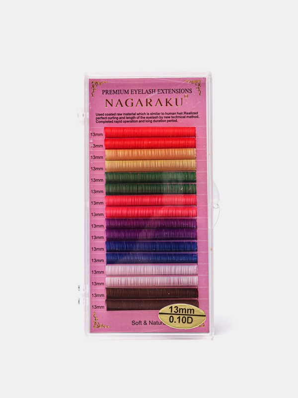 Ресницы для наращивания Nagaraku, цветные, 0.10, изгиб D