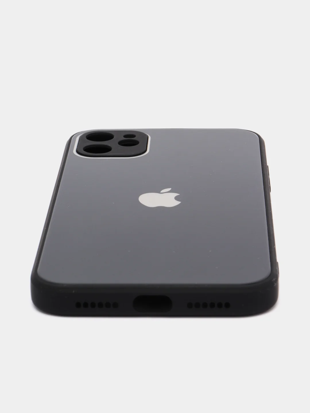 Черный чехол силиконовый со стеклянной панелью для Apple iPhone 11 (Айфон 11)