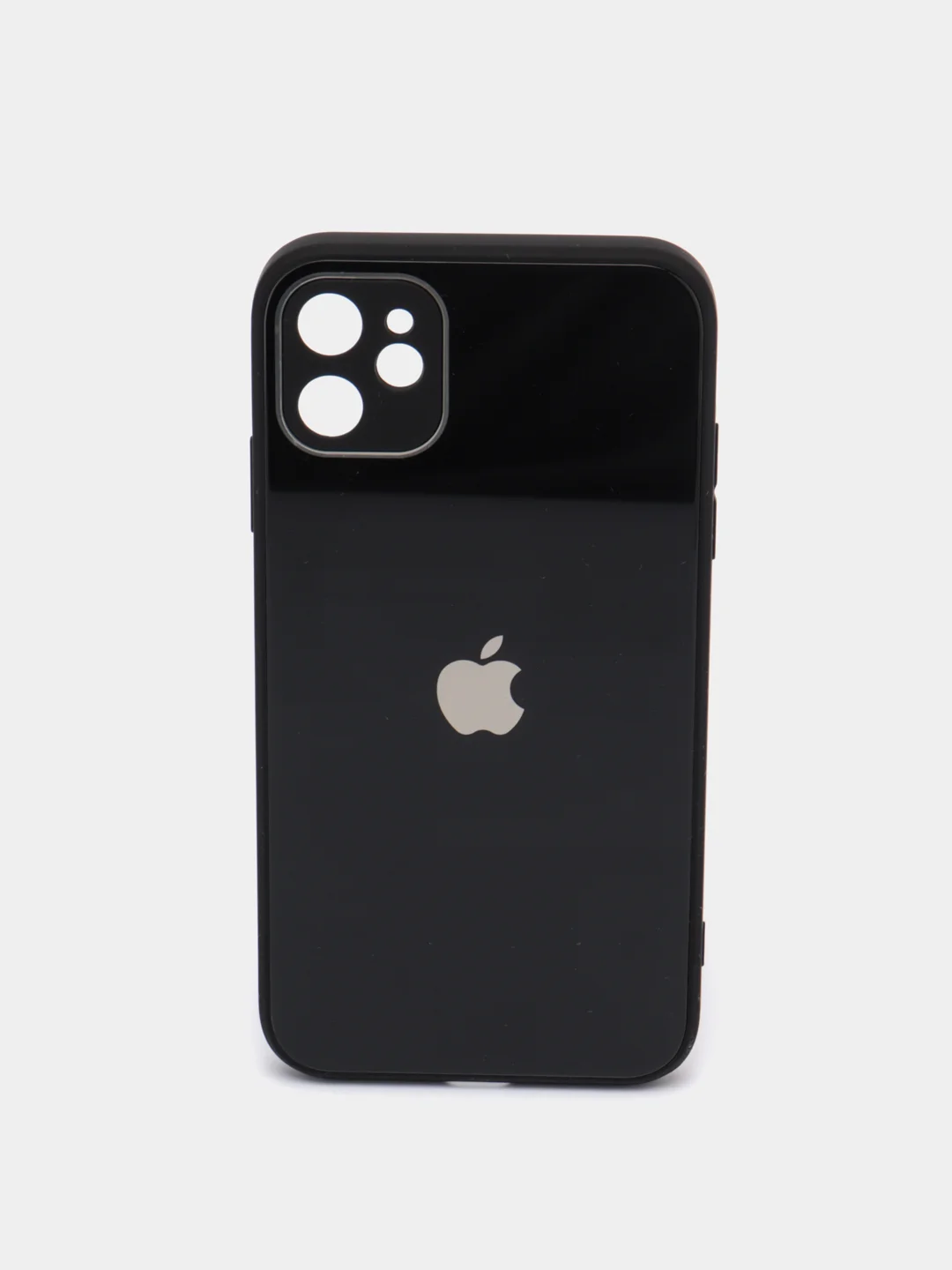 Черный чехол силиконовый со стеклянной панелью для Apple iPhone 11 (Айфон 11)