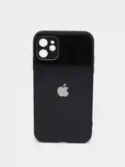 Черный чехол силиконовый со стеклянной панелью для Apple iPhone 11 (Айфон 11)