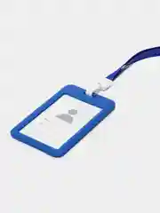 Синий бейдж на ленте, в 9 цветах