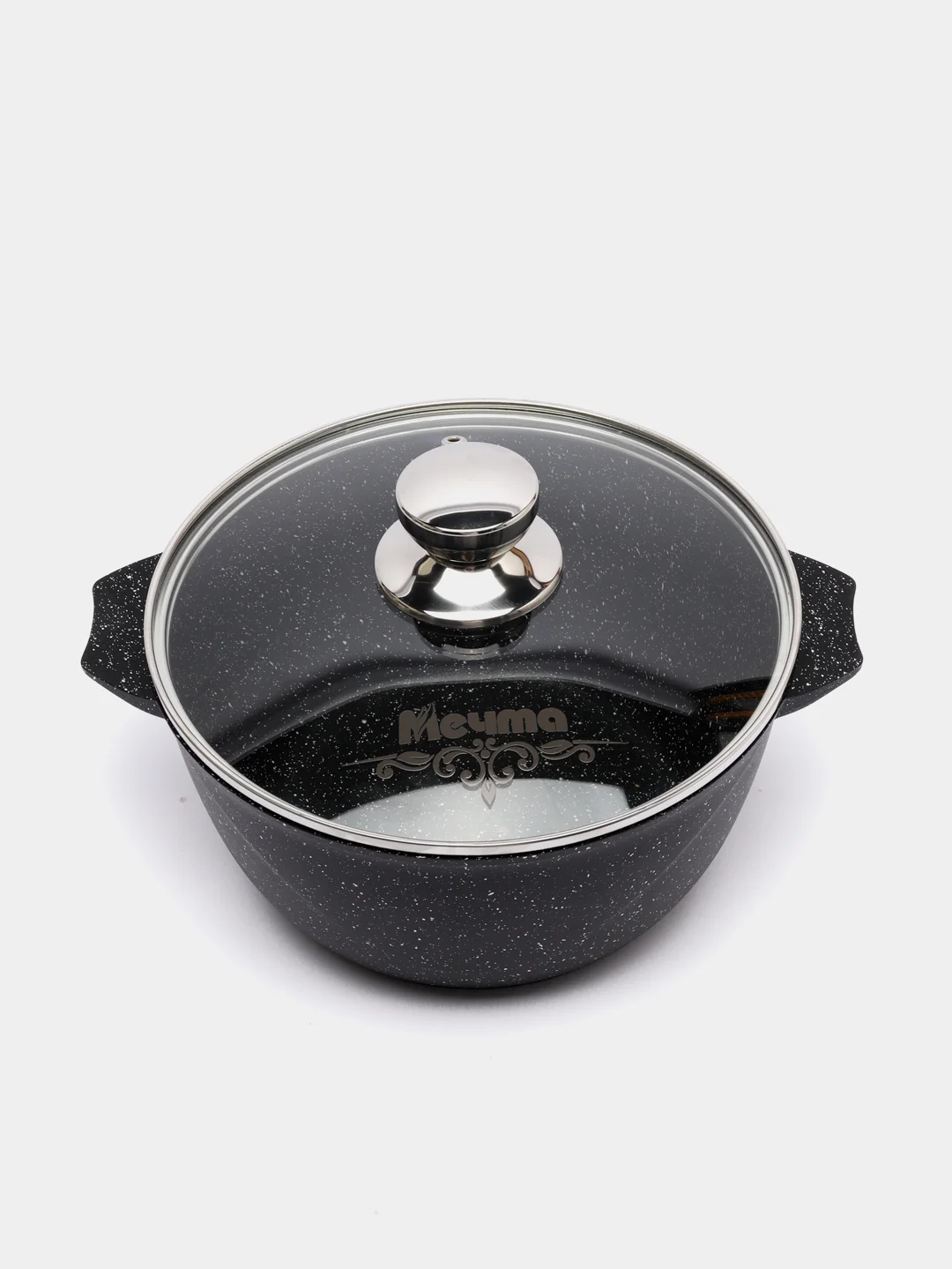 Кастрюля 3л, Мечта литая, толстостенная, с крышкой, покрытие Granit black, 3 л