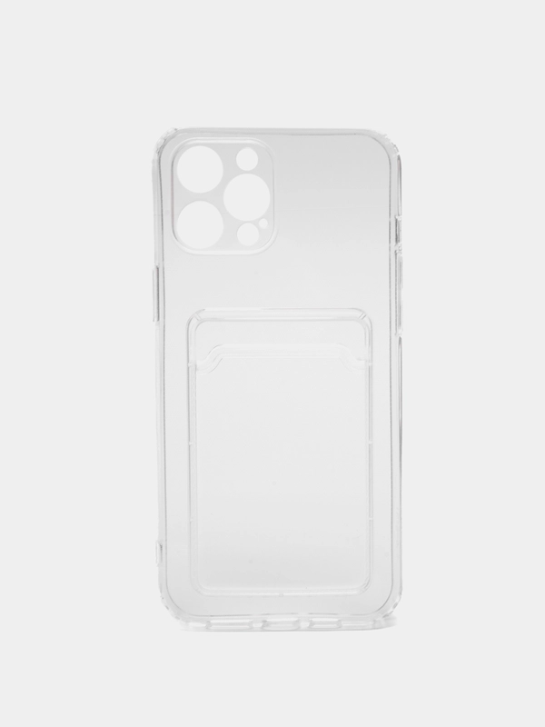 Чехол противоударный для iPhone 12 Pro Max 6.7", прозрачный, с карманом для карты