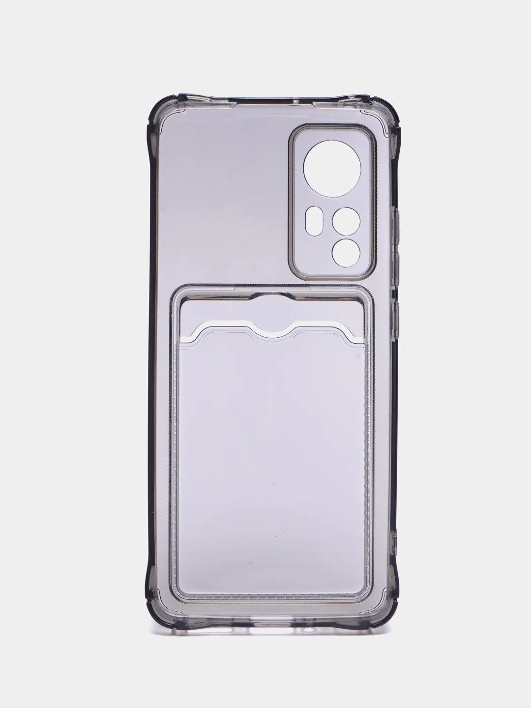 Черный чехол противоударный Xiaomi 12 / 12X / 12S, Сяоми 12, 12X, 12С прозрачный с карманом для карты