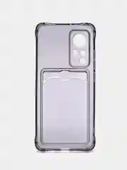 Черный чехол противоударный Xiaomi 12 / 12X / 12S, Сяоми 12, 12X, 12С прозрачный с карманом для карты