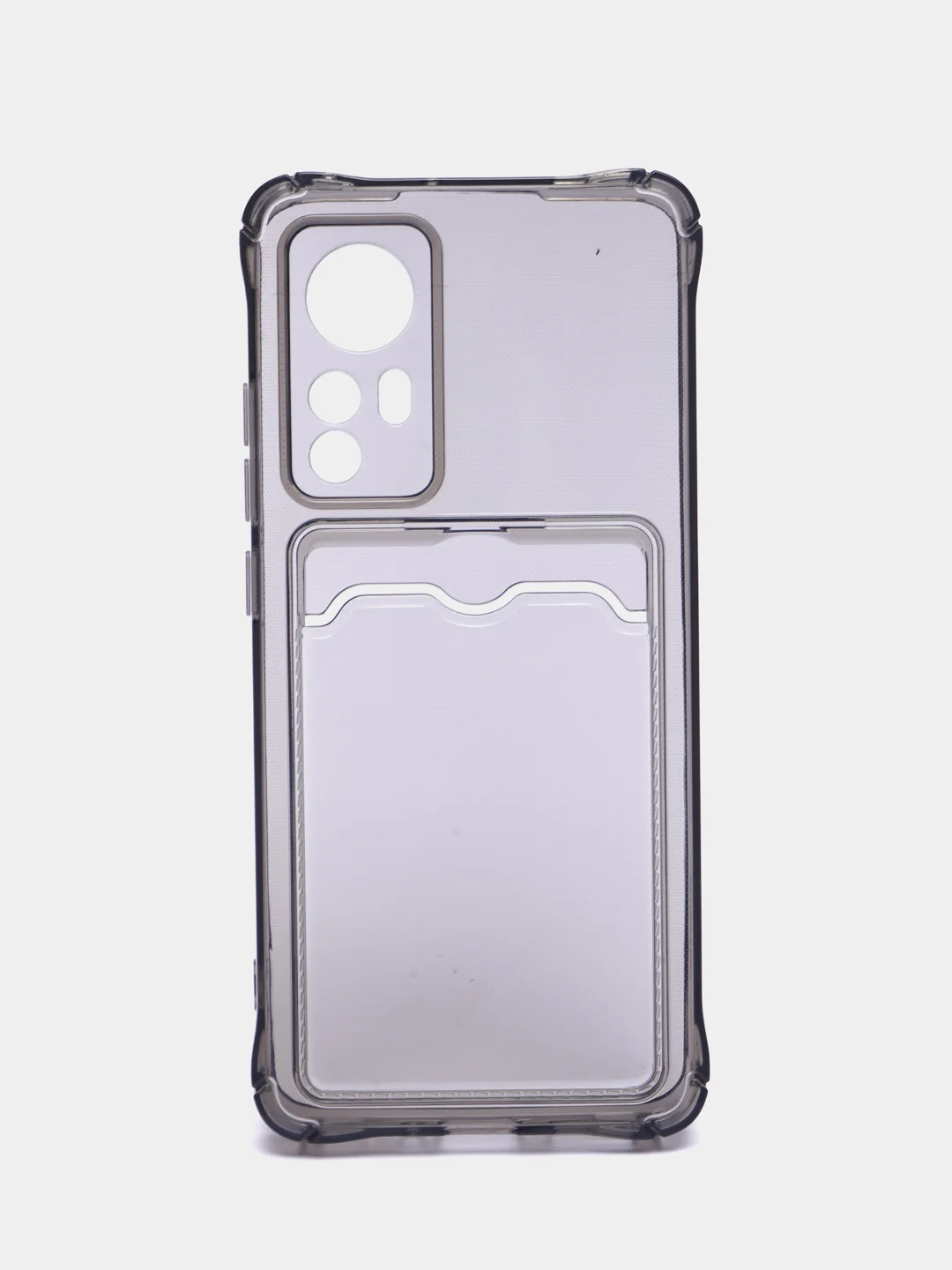 Черный чехол противоударный Xiaomi 12 / 12X / 12S, Сяоми 12, 12X, 12С прозрачный с карманом для карты