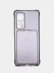 Черный чехол противоударный Xiaomi 12 / 12X / 12S, Сяоми 12, 12X, 12С прозрачный с карманом для карты