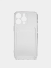 Чехол для Apple iPhone 13 Pro (6.1"), прозрачный, противоударный, с карманом для карты