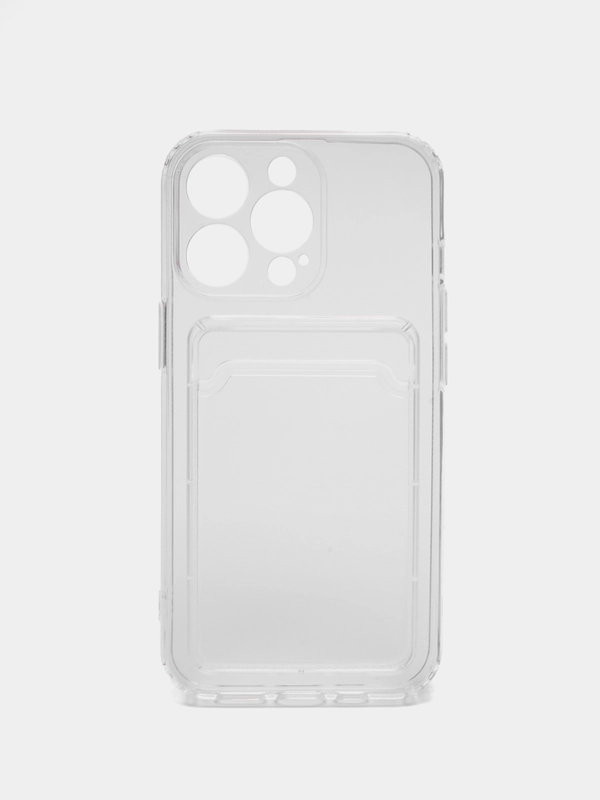 Чехол для Apple iPhone 13 Pro (6.1"), прозрачный, противоударный, с карманом для карты