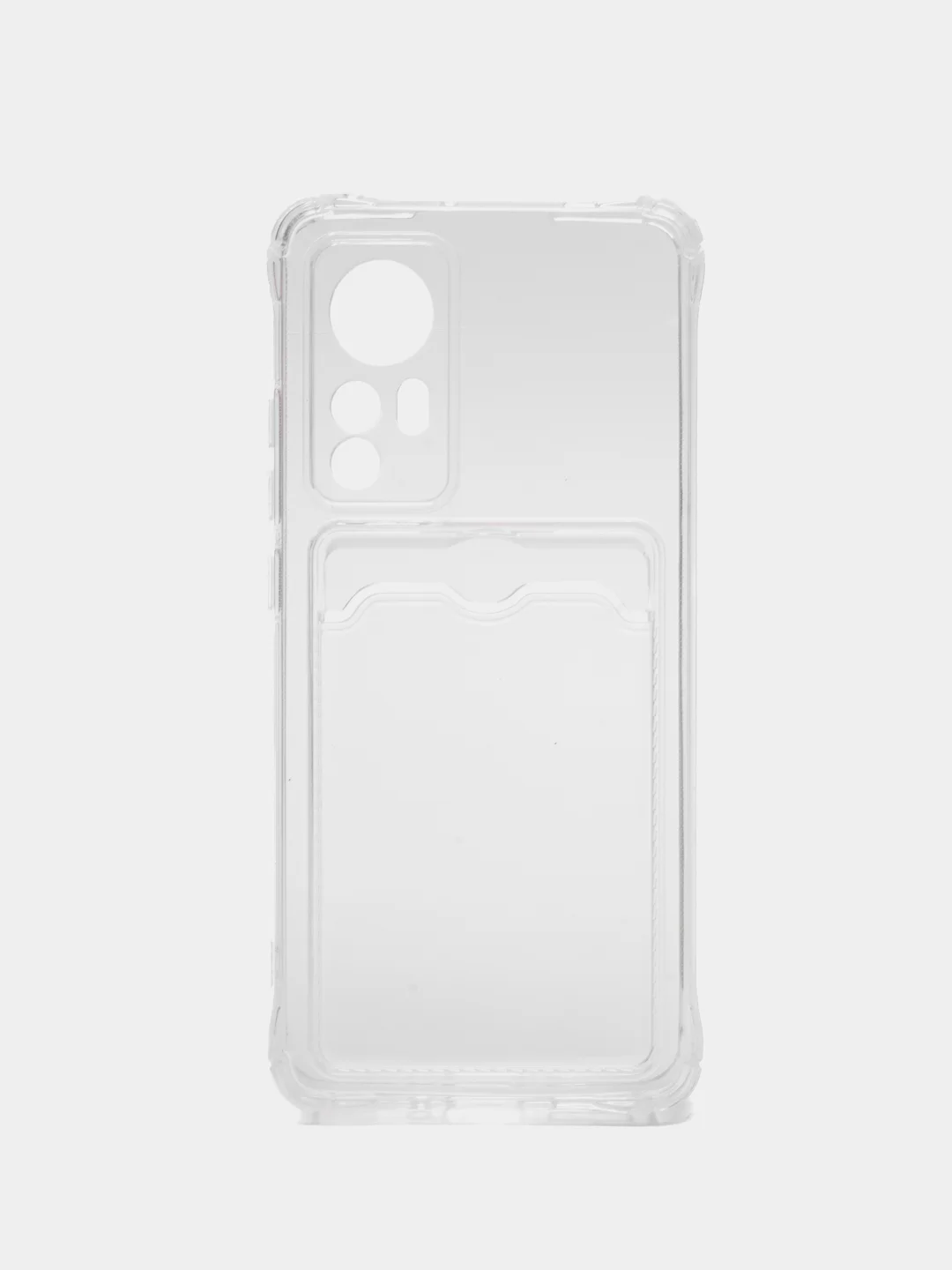 Прозрачный чехол противоударный Xiaomi 12 / 12X / 12S, Сяоми 12, 12X, 12С прозрачный с карманом для карты