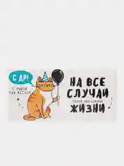 Конверт для денег "С Днём рождения!", от кота, 16.5 х 8 см