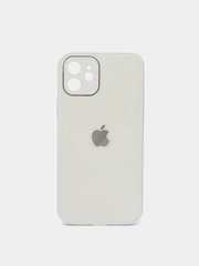 Чехол силиконовый со стеклянной панелью для iPhone 12