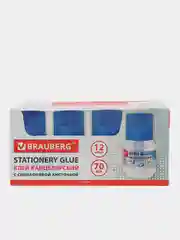 Клей канцелярский Brauberg, 70 мл, 12 штук, с силиконовой кисточкой, 880109