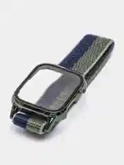 Хаки ремешок для Apple Watch 7 series c защитным стеклом бампером, 41, 45 мм нейлоновый
