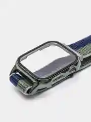Хаки ремешок для Apple Watch 7 series c защитным стеклом бампером, 41, 45 мм нейлоновый
