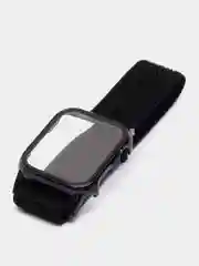 Черный ремешок для Apple Watch 7 series c защитным стеклом бампером, 41, 45 мм нейлоновый