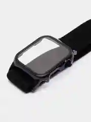 Черный ремешок для Apple Watch 7 series c защитным стеклом бампером, 41, 45 мм нейлоновый