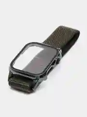 Зеленый ремешок для Apple Watch 7 series c защитным стеклом бампером, 41, 45 мм нейлоновый