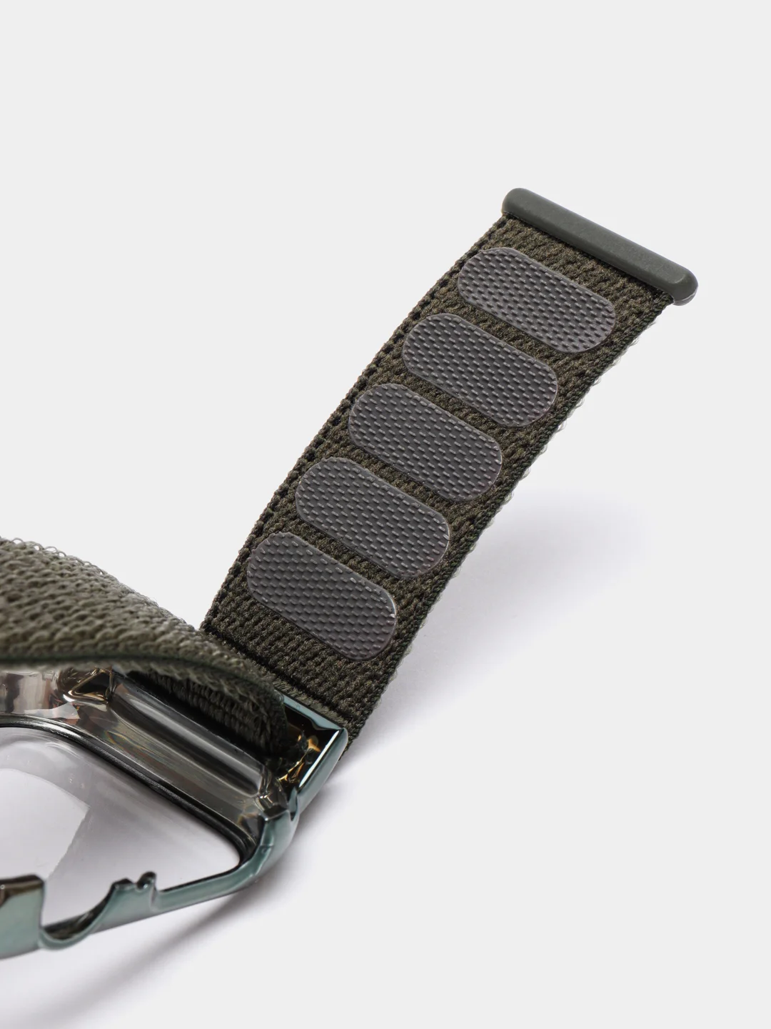 Зеленый ремешок для Apple Watch 7 series c защитным стеклом бампером, 41, 45 мм нейлоновый