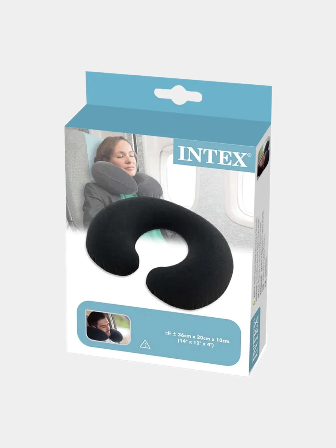 Черный intex Подушка надувная дорожная 36*30*10/ под шею/ для путешествий/ для шеи/автомобильная