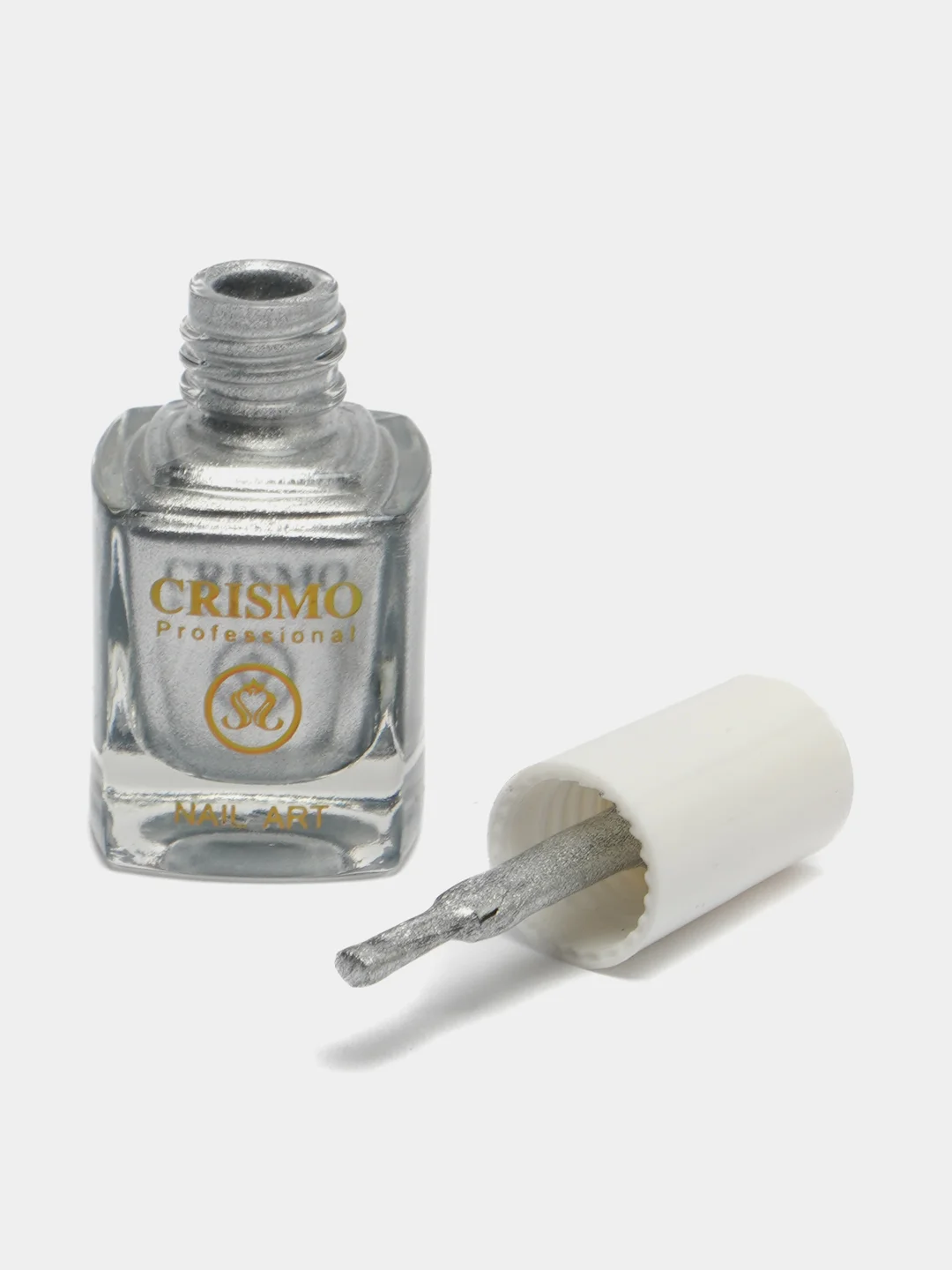 Серебряный лак для стемпинга (стэмпинга) Crismo, белый и черный