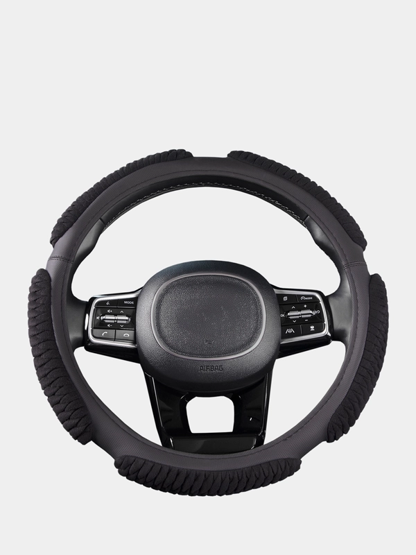Оплетка на руль (чехол на руль) SKYWAY Sponge ribby 5 подушечек M Черная замша S01101029