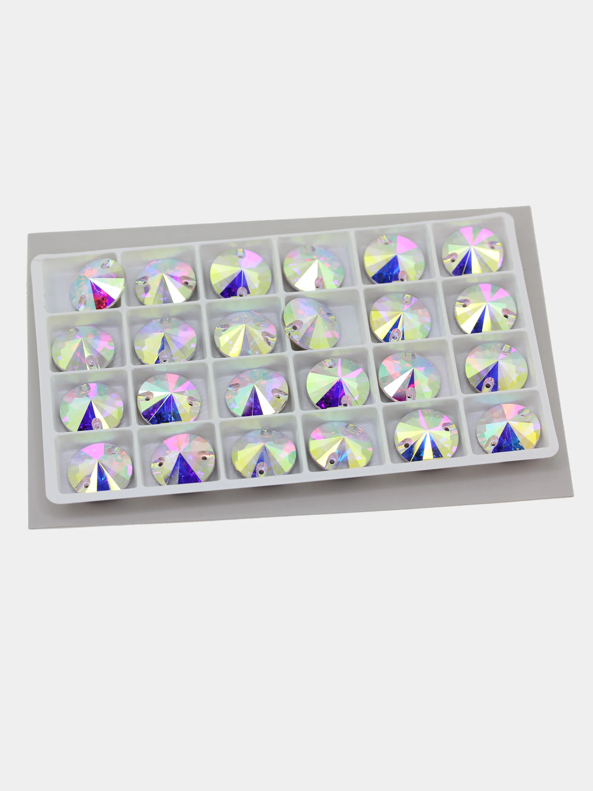 Ледяной стеклянные пришивные стразы Dongzhou Риволи CrystalAB