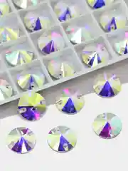 Ледяной стеклянные пришивные стразы Dongzhou Риволи CrystalAB