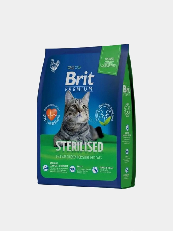 Сухой корм для стерилизованных кошек Brit Premium Sterilised с курицей 2кг