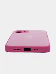 Тёмно-розовый силиконовый чехол для iPhone 12, со стеклянной панелью