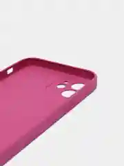 Тёмно-розовый силиконовый чехол для iPhone 12, со стеклянной панелью