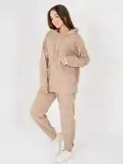 Бежевый костюм женский, спортивный, вельветовый