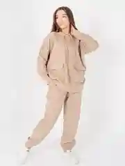 Бежевый костюм женский, спортивный, вельветовый