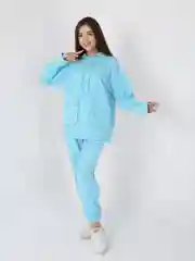 Голубой костюм женский, спортивный, вельветовый