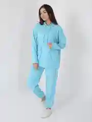 Голубой костюм женский, спортивный, вельветовый