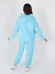 Голубой костюм женский, спортивный, вельветовый